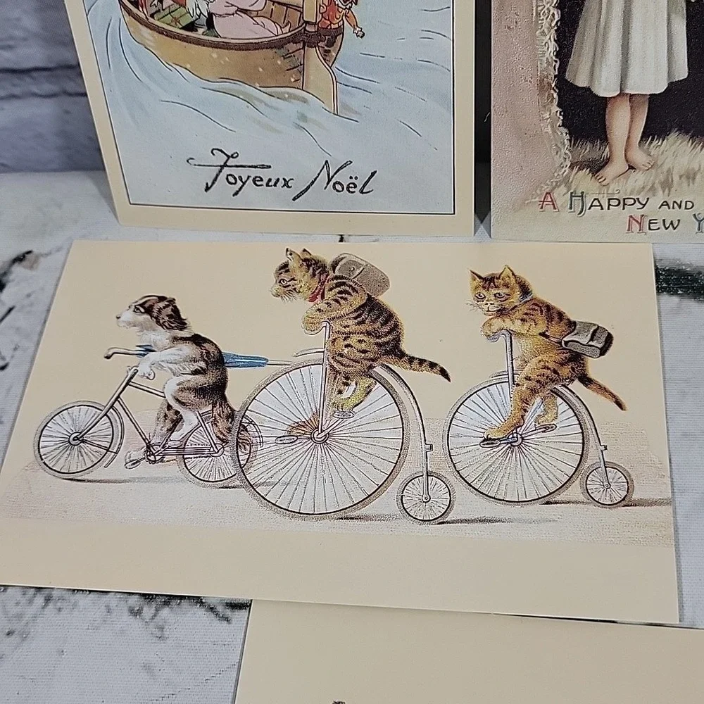 Reproduction Of Antique Postcards Lot Of‎ 4 Anthropomorphic Christmas New Years